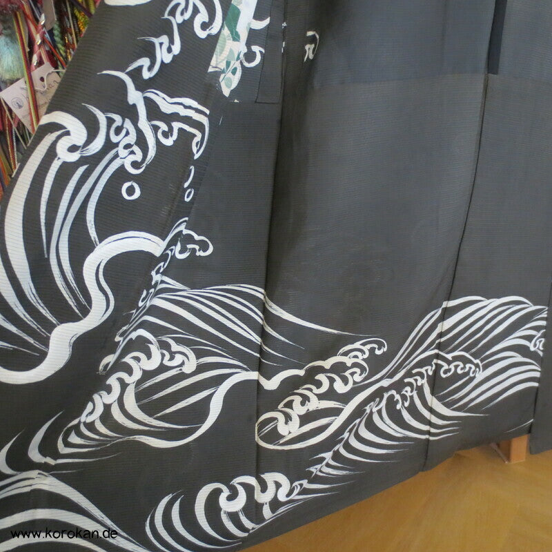 wilde Wellen antiker Hitoe Rho Seiden Tomesode Sommer Kimono