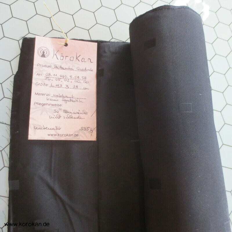 Kimono Regenmantel Kunstseidendamast Quadrate schwarz