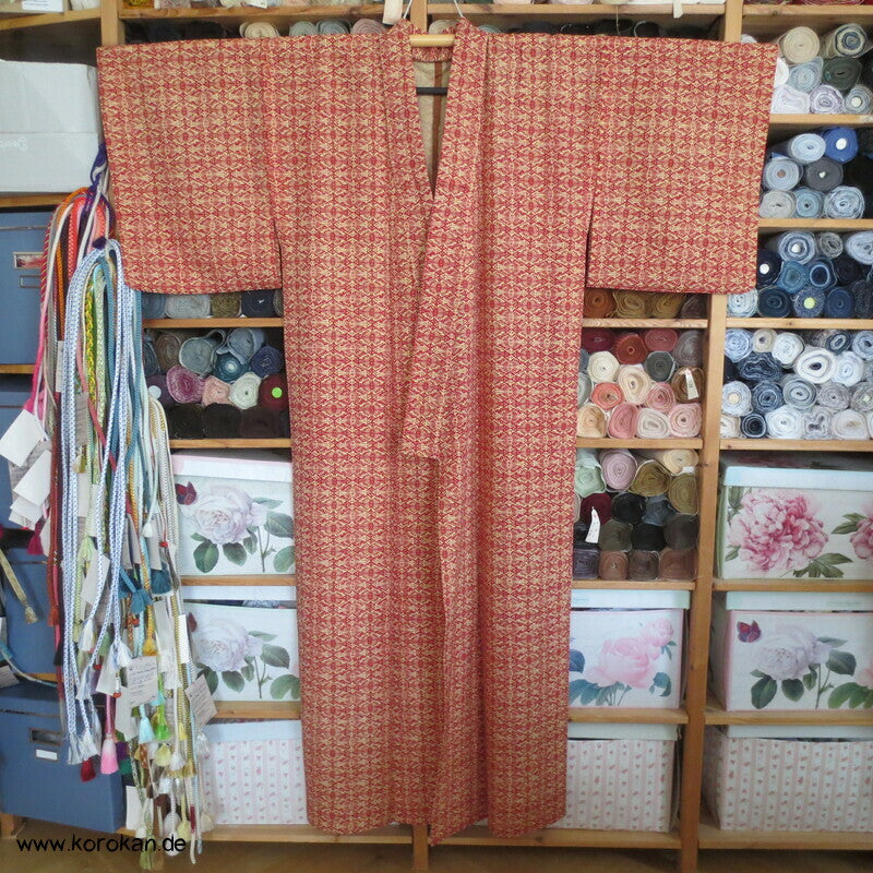 japanischer Hitoe Woll Kimono, Diamant Schmetterling
