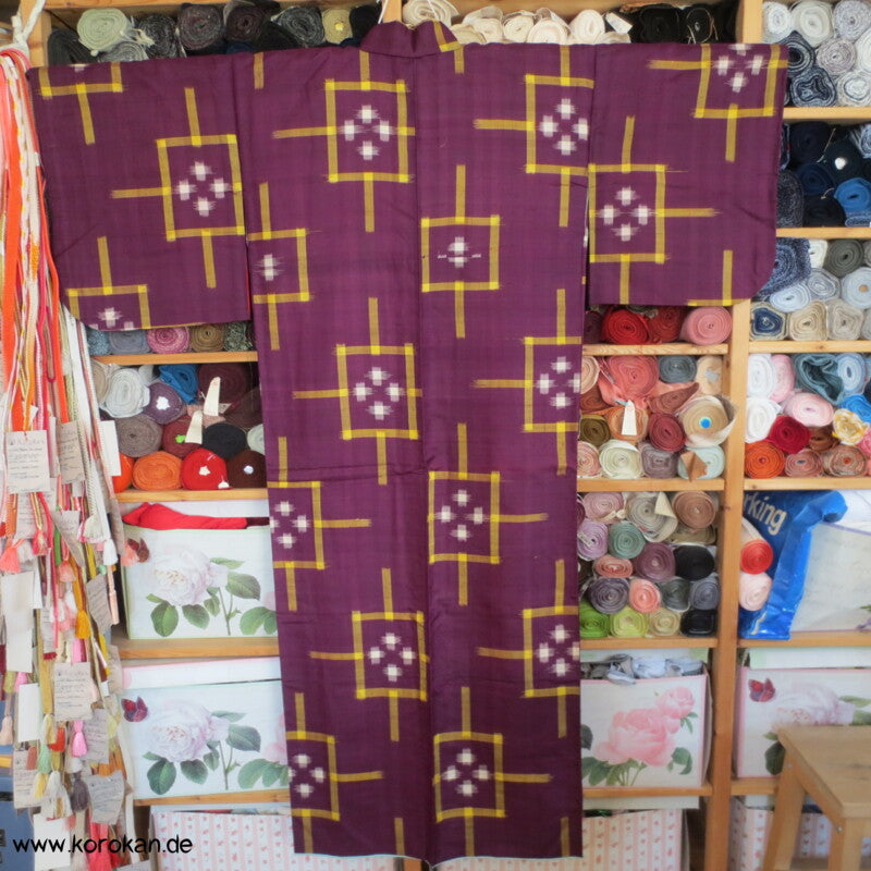 Japan Art Deco Rechtecke Meisen Seiden Kimono, neu aber beschädigt