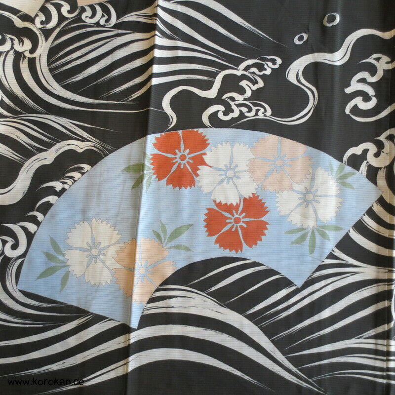 wilde Wellen antiker Hitoe Rho Seiden Tomesode Sommer Kimono