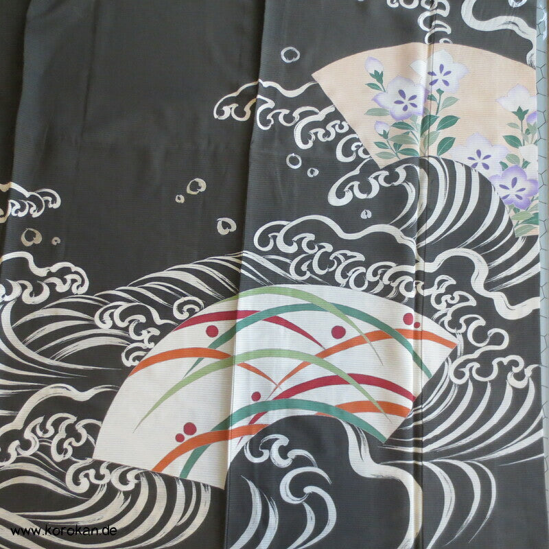 wilde Wellen antiker Hitoe Rho Seiden Tomesode Sommer Kimono