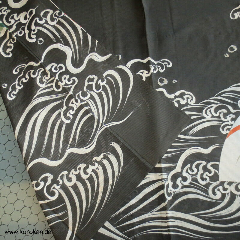 wilde Wellen antiker Hitoe Rho Seiden Tomesode Sommer Kimono