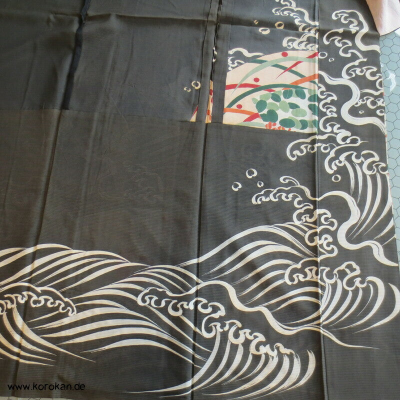 wilde Wellen antiker Hitoe Rho Seiden Tomesode Sommer Kimono