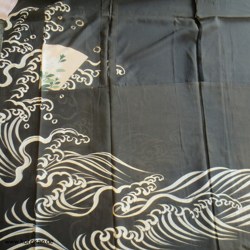 wilde Wellen antiker Hitoe Rho Seiden Tomesode Sommer Kimono