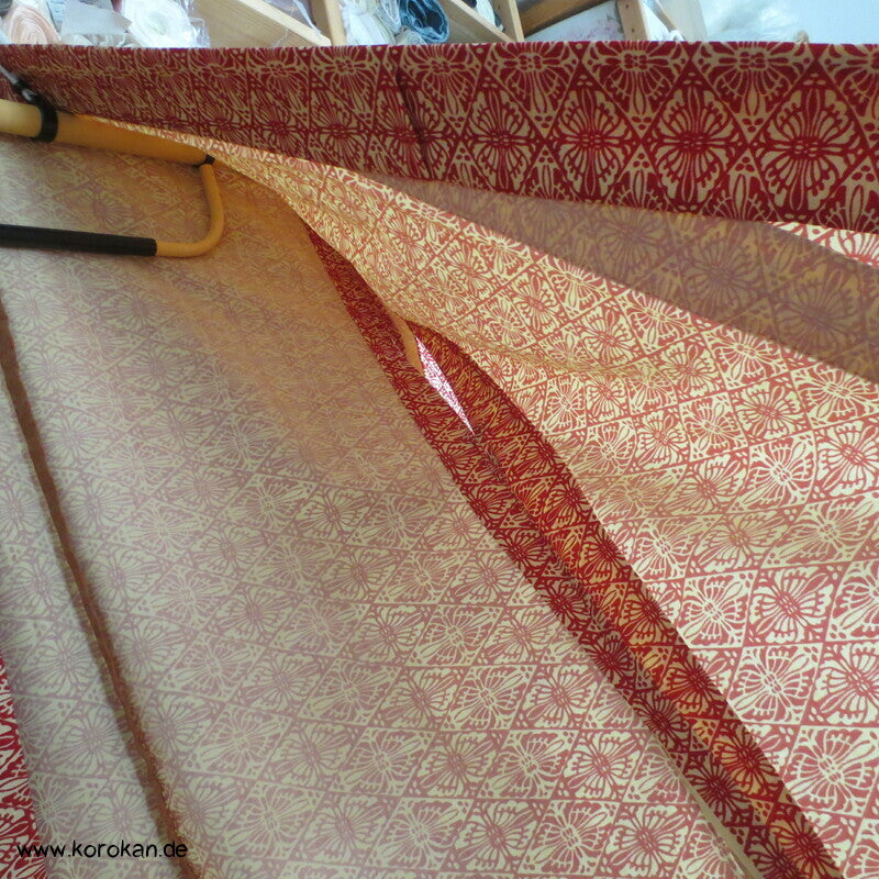 japanischer Hitoe Woll Kimono, Diamant Schmetterling