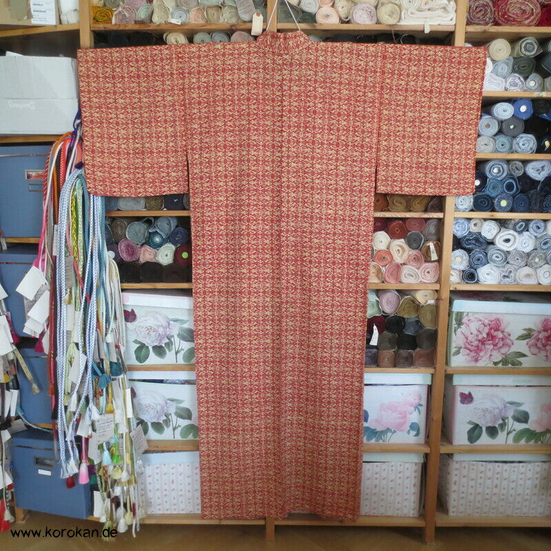 japanischer Hitoe Woll Kimono, Diamant Schmetterling