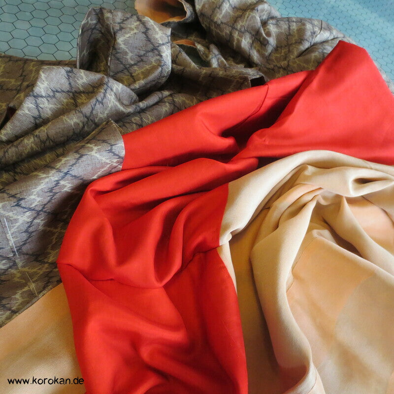 japanischer Baumborke Matsukawabishi Kasuri Tsumugi Seiden Kimono