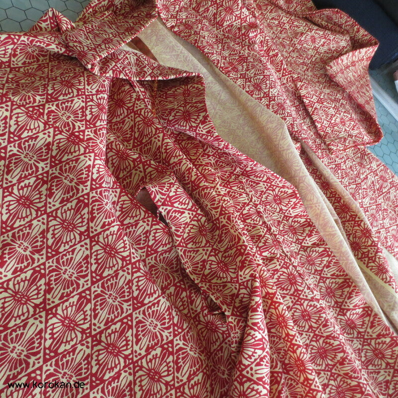 japanischer Hitoe Woll Kimono, Diamant Schmetterling