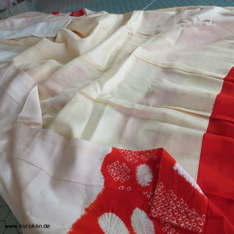 Shibori rot auf weiß japanischer Seiden Juban Unterkimono