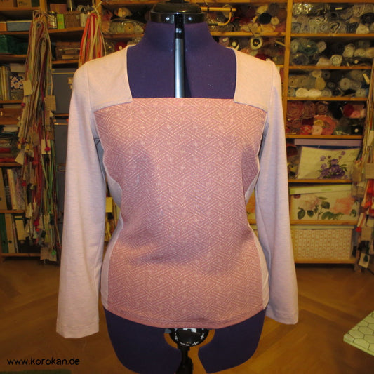 Langarm Shirt, Kombi aus Muster Kimono Seide Panel + Baumwoll Jersey