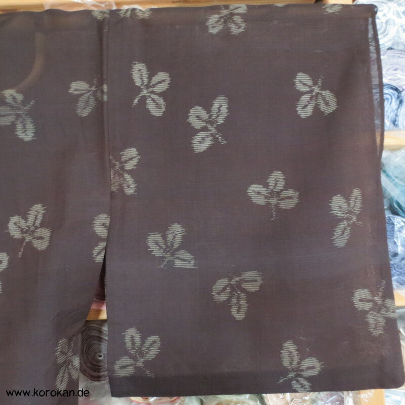 Kasuri Klee beige in dunkelbraunem Sha Organza Hitoe Kimono