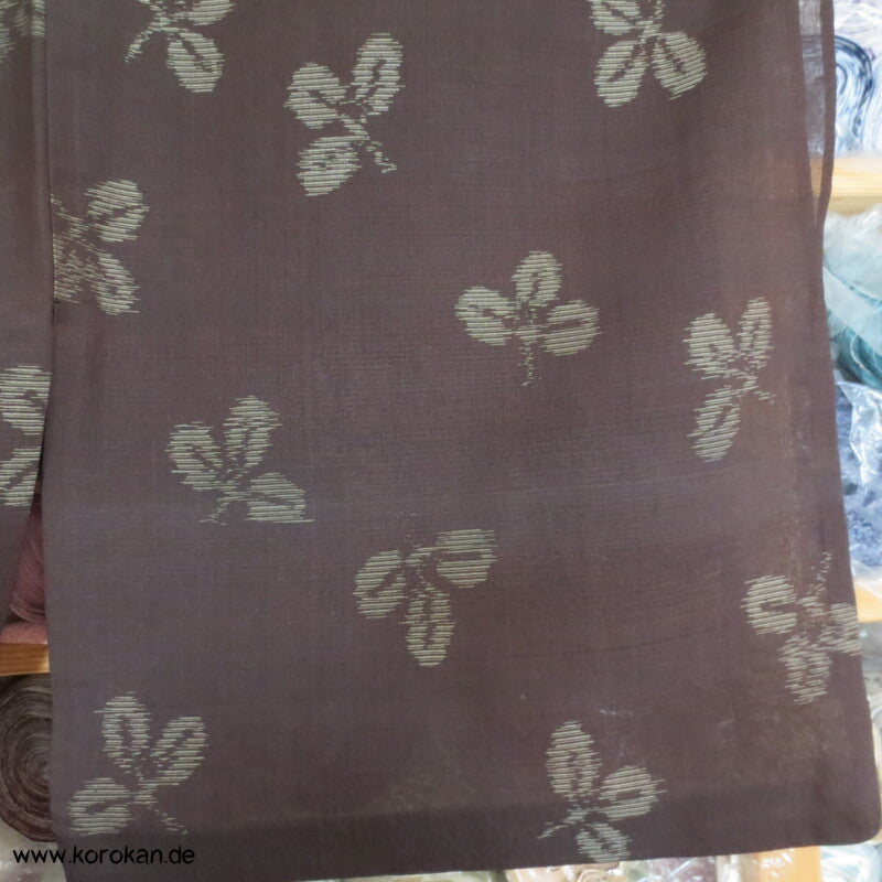 Kasuri Klee beige in dunkelbraunem Sha Organza Hitoe Kimono
