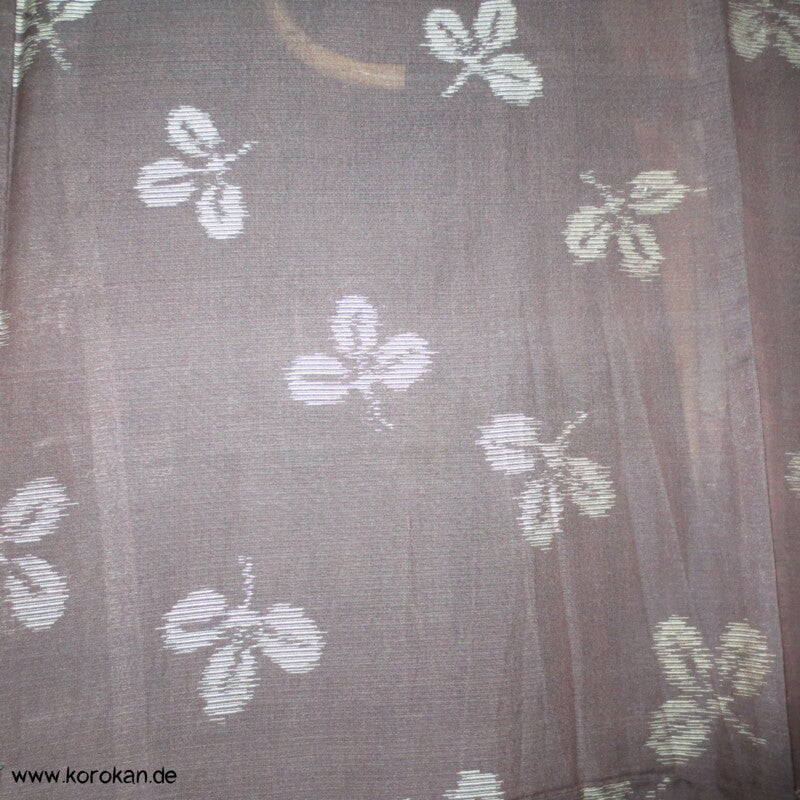 Kasuri Klee beige in dunkelbraunem Sha Organza Hitoe Kimono