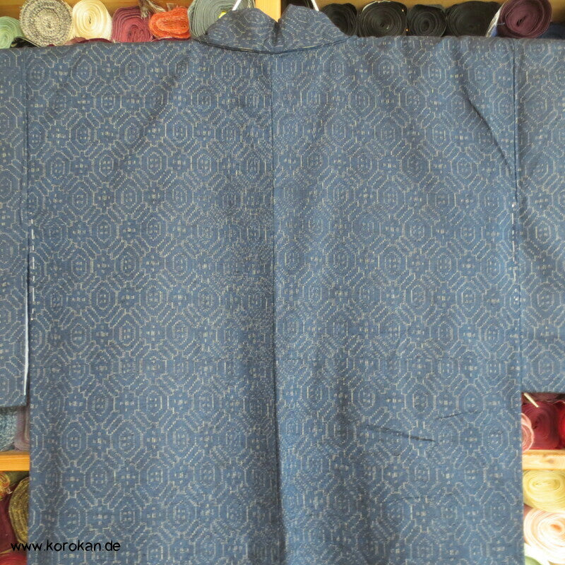 Kikko Kasuri Tsumugi Seiden Kimono