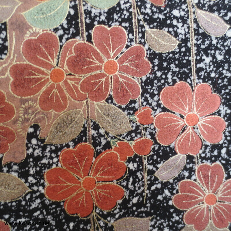 Umeblüten in der Nacht Japan Furisode Seidencrepe Kimono