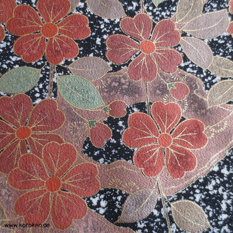 Umeblüten in der Nacht Japan Furisode Seidencrepe Kimono