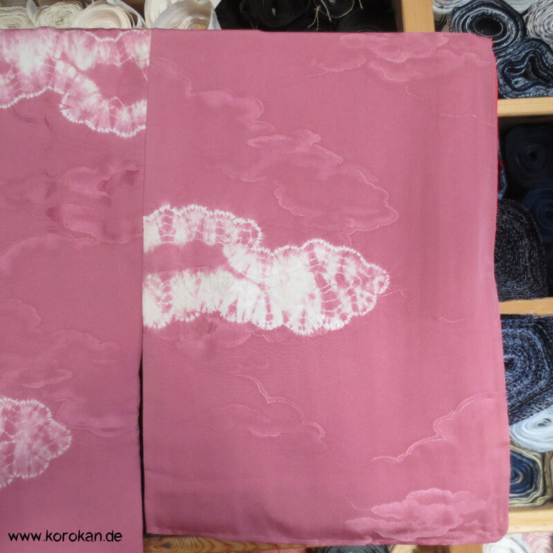gewebte und Shibori Wolken Seidendamast Komon Kimono