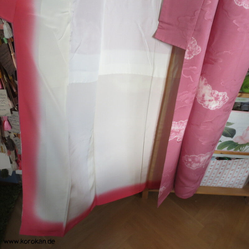 gewebte und Shibori Wolken Seidendamast Komon Kimono