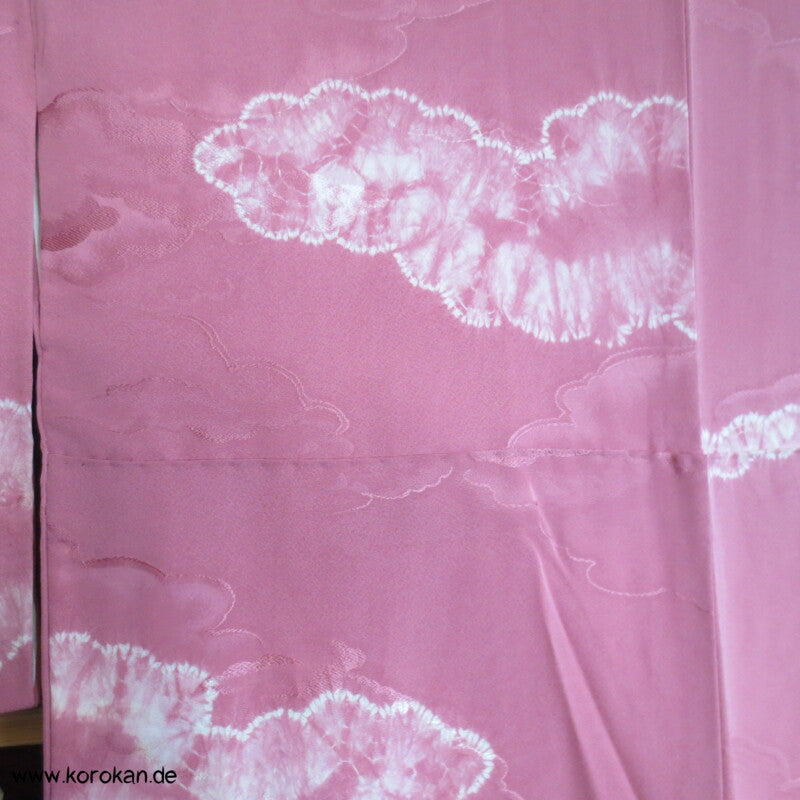gewebte und Shibori Wolken Seidendamast Komon Kimono