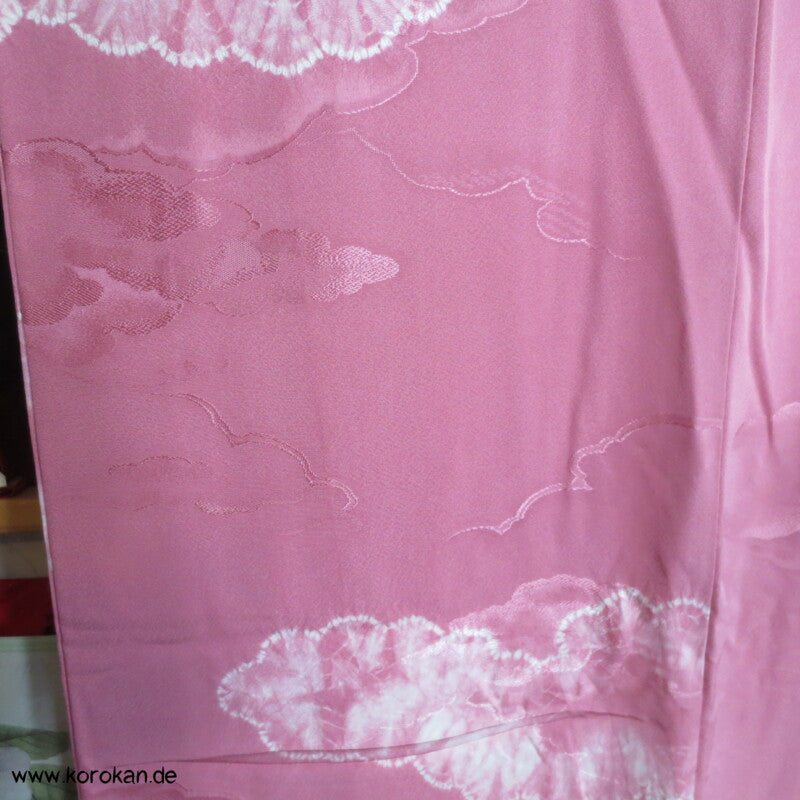 gewebte und Shibori Wolken Seidendamast Komon Kimono