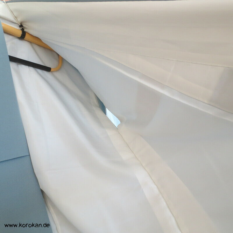 Kraniche über Wellen handbemalter Iro - Tomesode Kimono, japanischer Seidencrepe