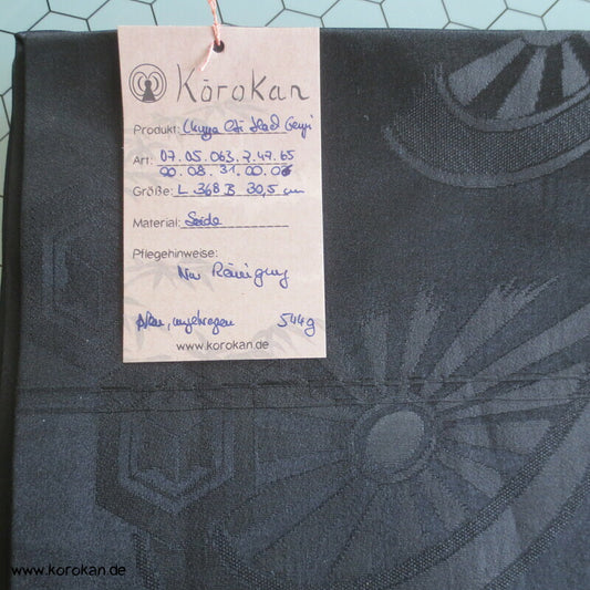 schwarz, Genji Rad und Kikko Chuya Fukuro Obi Seiden Kimonogürtel