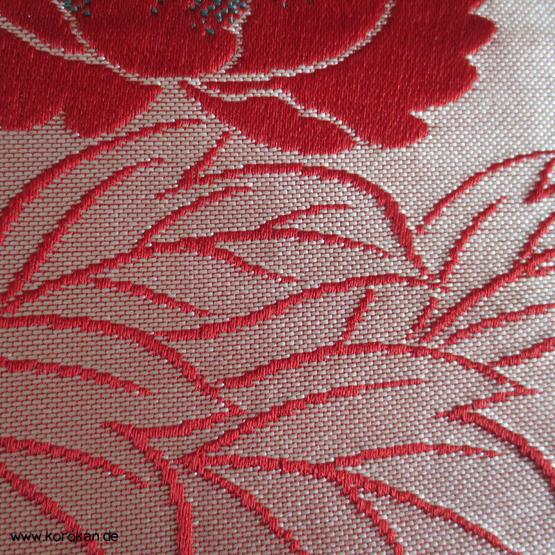 Päonien groß rot Seiden Jacquard Fukuro Obi Kimono Gürtel