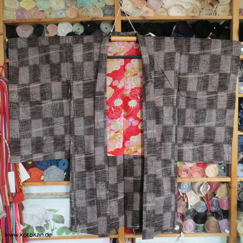 Art Deco Kreise über Karo Haori Kimono Jacke