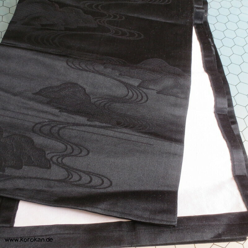 schwarz gewebte Uferlandschaft Chuya Fukuro Obi