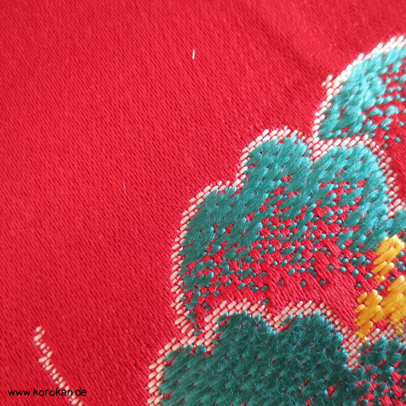 Päonien groß rot Seiden Jacquard Fukuro Obi Kimono Gürtel