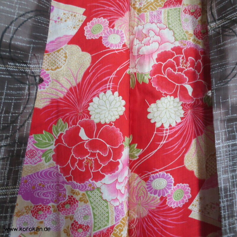 Art Deco Kreise über Karo Haori Kimono Jacke