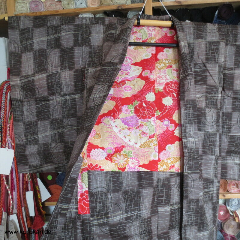 Art Deco Kreise über Karo Haori Kimono Jacke