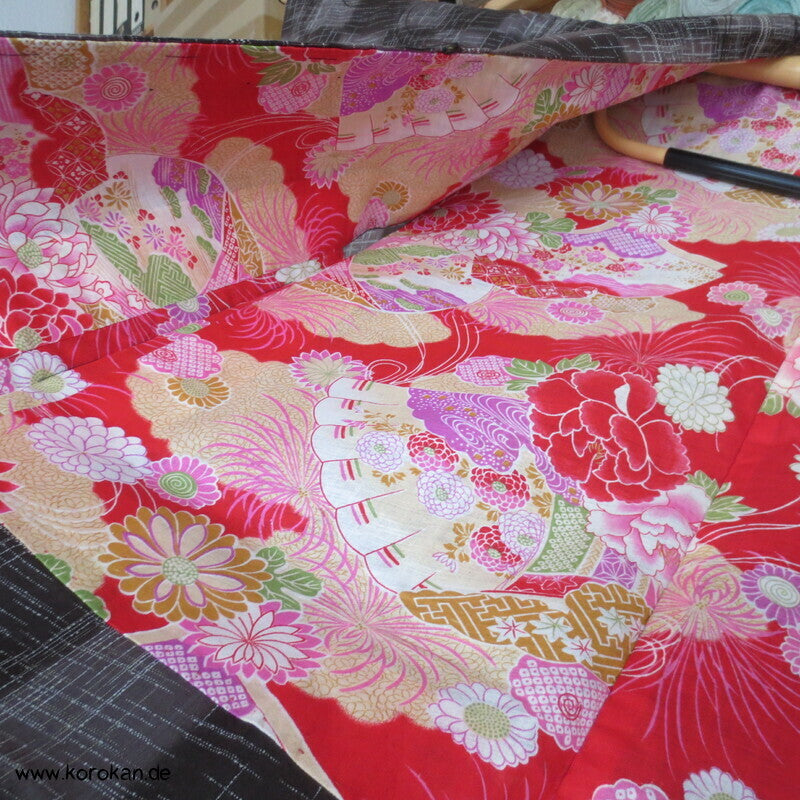 Art Deco Kreise über Karo Haori Kimono Jacke