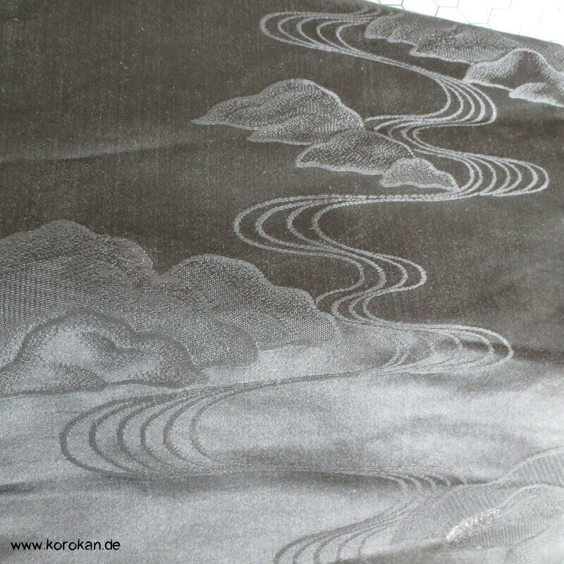 schwarz gewebte Uferlandschaft Chuya Fukuro Obi