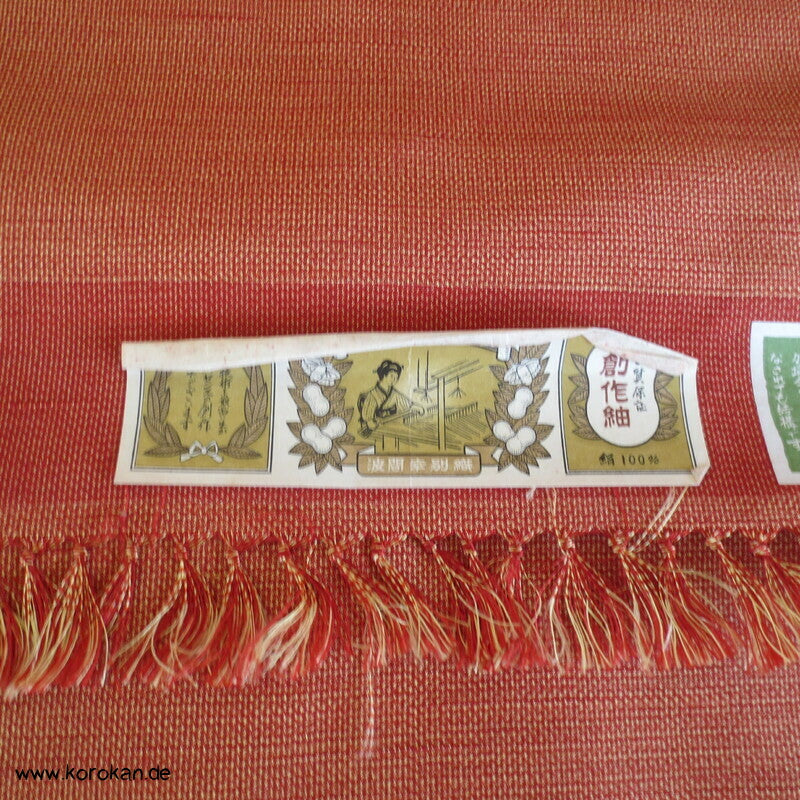 Tanmono Stoffrolle persimmon melierter Tsumugi Kimono Seide Ballen