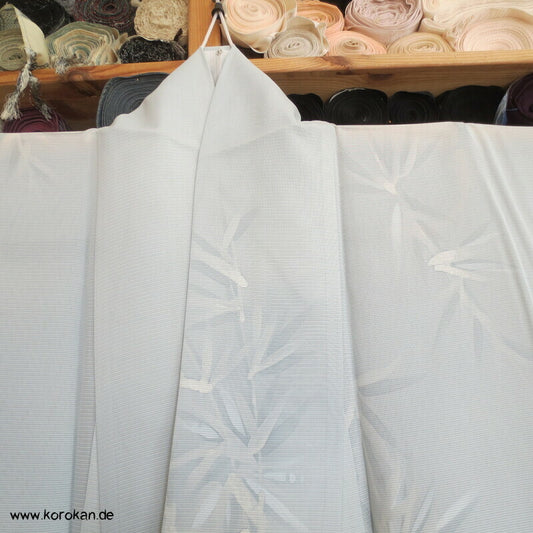 blasseisblauer Bambus Hitoe Kimono Rho Seide