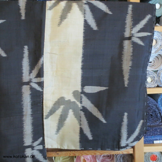 Bambus in Streifen Kasuri Tsumugi Seide Haori Jacke