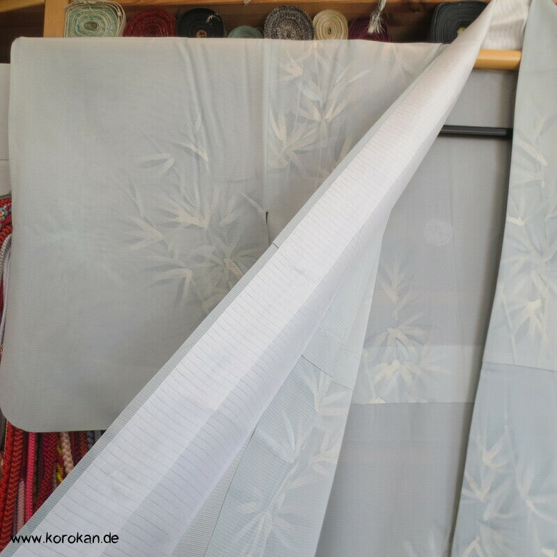 blasseisblauer Bambus Hitoe Kimono Rho Seide