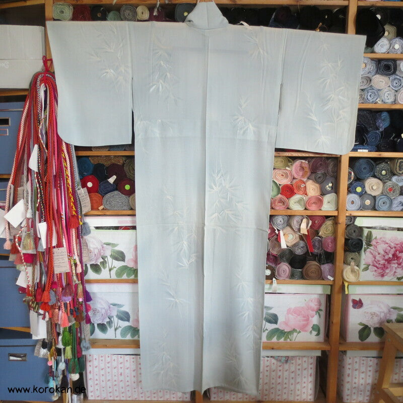 blasseisblauer Bambus Hitoe Kimono Rho Seide