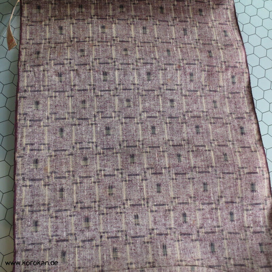 Tanmono Stoffrolle Tsumugi Kimono Seide Ballen Karo Kasuri Druck auf meliertem Grund