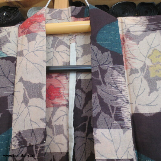 wilde Kasuri Ahornblätter Hitoe Kimono