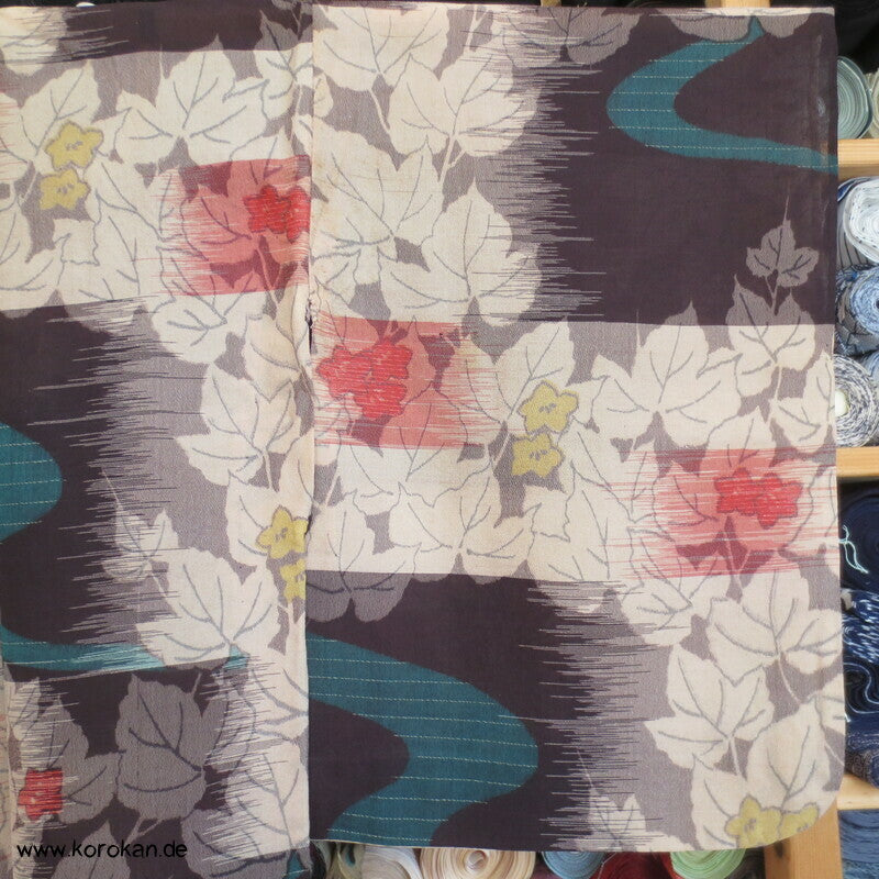 wilde Kasuri Ahornblätter Hitoe Kimono