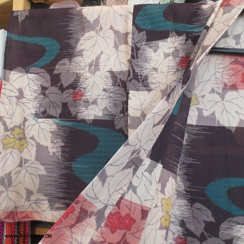 wilde Kasuri Ahornblätter Hitoe Kimono