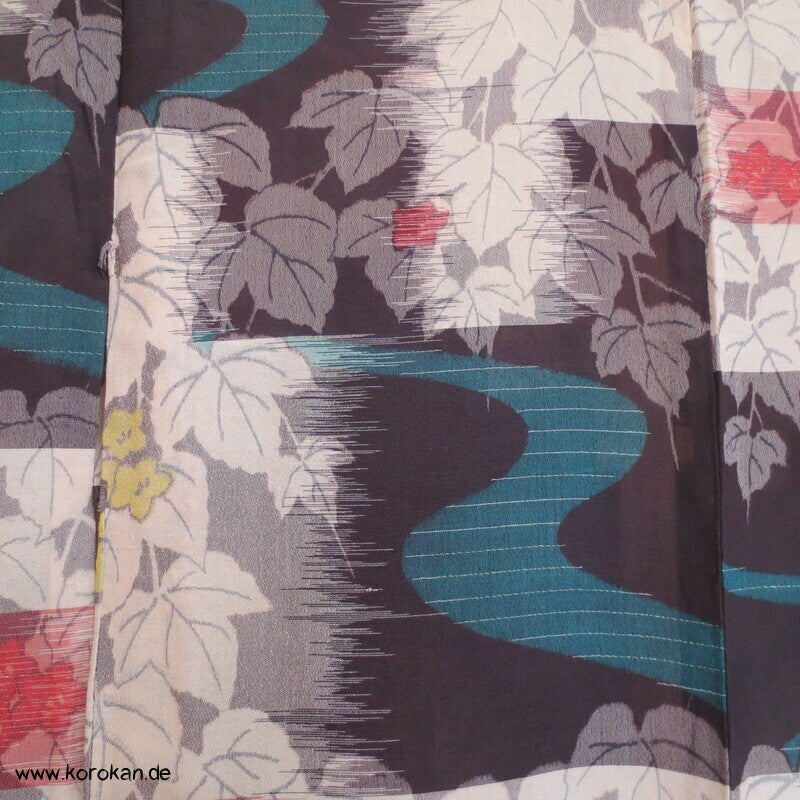 wilde Kasuri Ahornblätter Hitoe Kimono