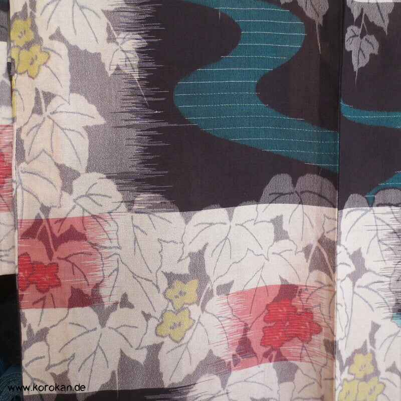 wilde Kasuri Ahornblätter Hitoe Kimono