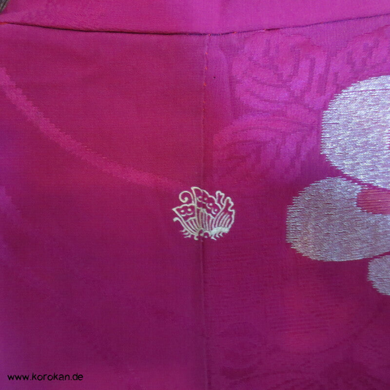 Urushi und Silber Seidenbrokat Ume Blüten antike Haori Kimono Jacke