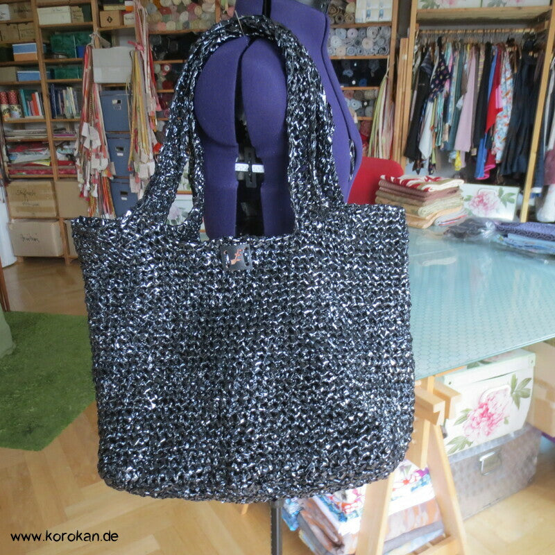 Upcycling VHS Tape Einkauftasche Shopper lange Träger