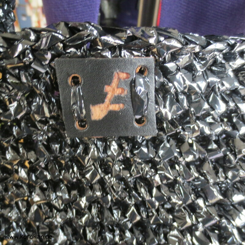Upcycling VHS Tape Einkauftasche Shopper lange Träger