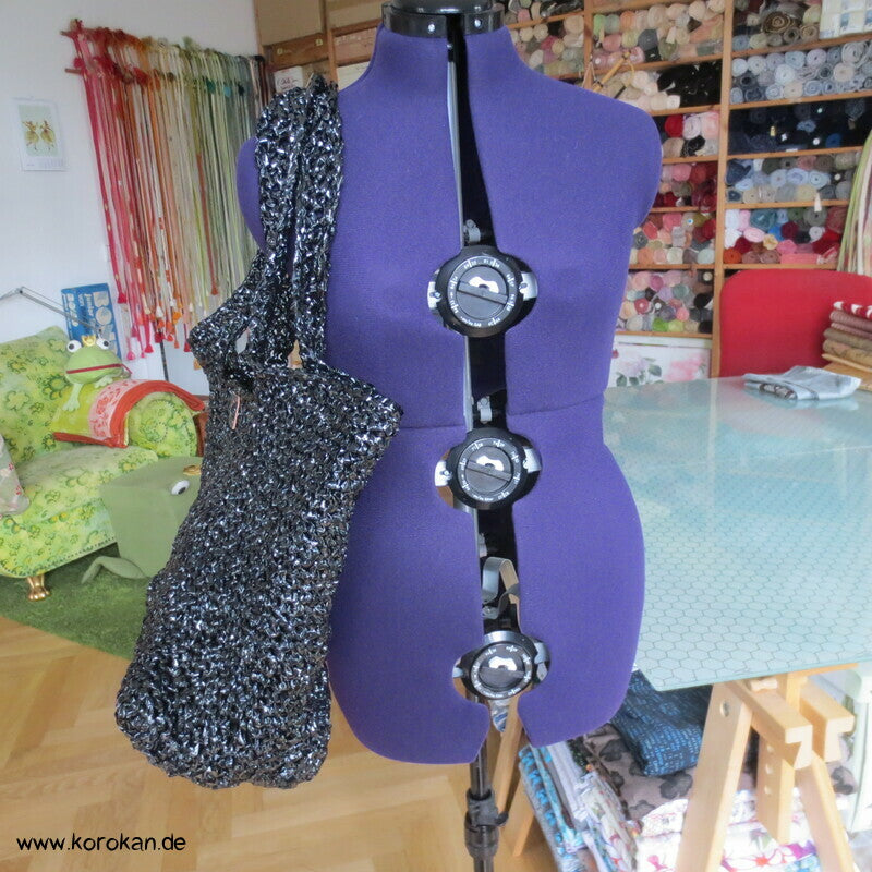 Upcycling VHS Tape Einkauftasche Shopper lange Träger